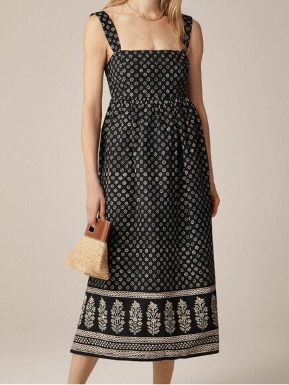 J.Crew Floral Print Midi Dress | Size 8 | Black & White